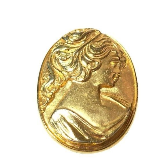 Vintage Gold‎ Tone Cameo Pin Brooch - Picture 7 of 10